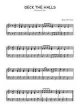 Téléchargez l'arrangement pour piano de la partition de noel-anglais-deck-the-hall en PDF